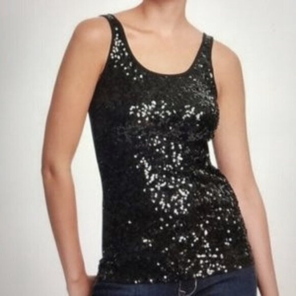 J.Crew Black Sequined Stretch Tank NWT